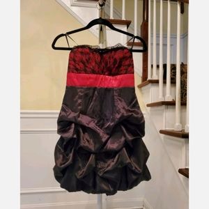 BCX DRESS Red & Black Satin With Lace Size 5